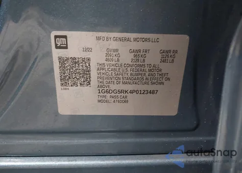 2023 Cadillac Ct4 Sport from USA, damaged, VIN 1G6DG5RK4P0123487